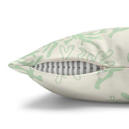 Sage Coral Print Faux Suede Pillow Cover