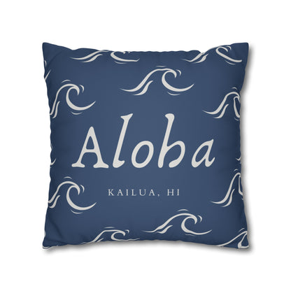 Aloha Wave Faux Suede Throw Pillow Cover | Island-Inspired Accent Pillow