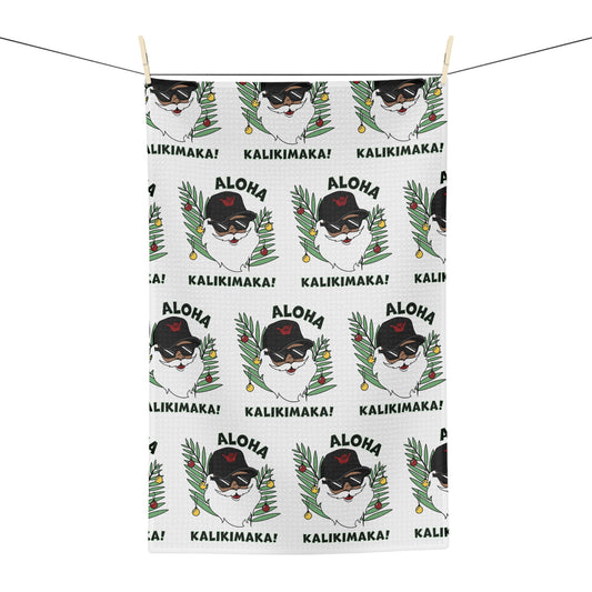 Aloha Kalikimaka Santa Holiday Kitchen Towel