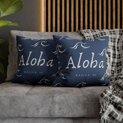 Aloha Wave Faux Suede Throw Pillow Cover | Island-Inspired Accent Pillow