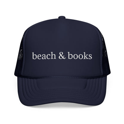Beach & Books Foam Trucker Hat – Embroidered Island Style