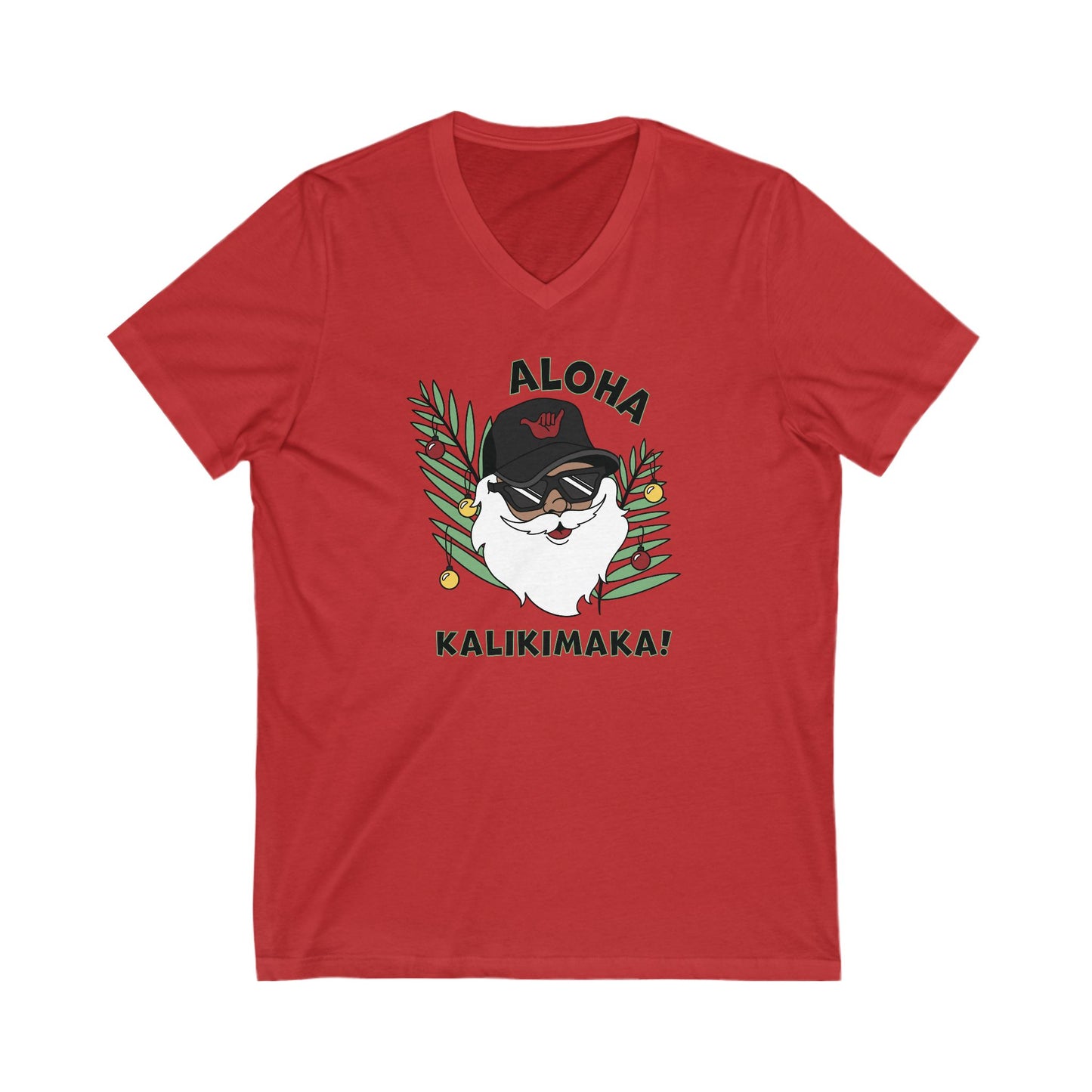 Santa Kalikimaka V-Neck Graphic Tee