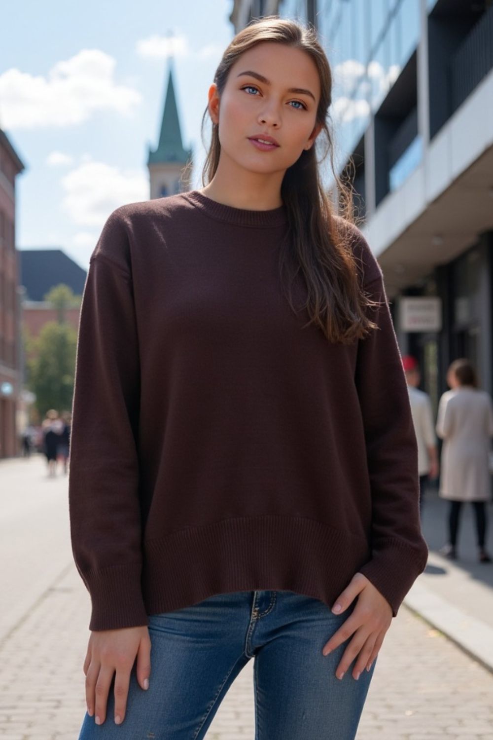 Every Day Round Neck Dropped Shoulder Sweater