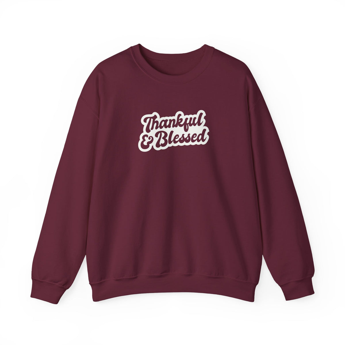 Thankful and Blessed crewneck sweatshirt in Maroon by Global Village Kailua