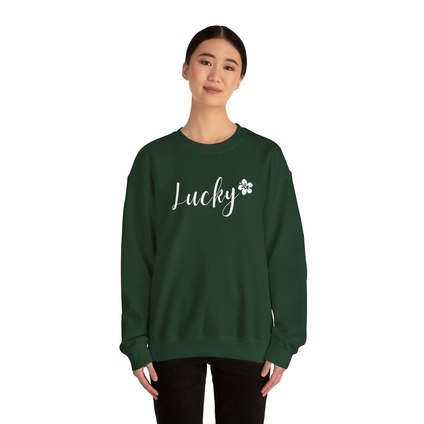 Lucky Script Hibiscus Unisex Heavy Blend Crewneck Sweatshirt