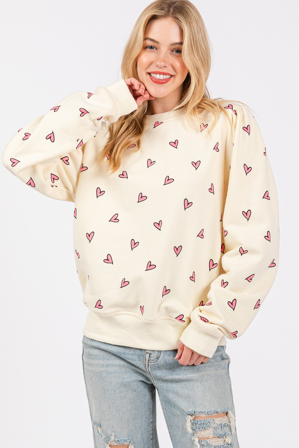 Heart Print Graphic Sweatshirt