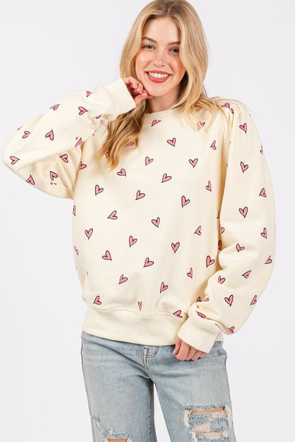 Heart Print Graphic Sweatshirt