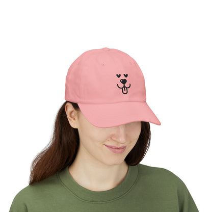 Dad Cap Embroidered Heart Eyes Dog