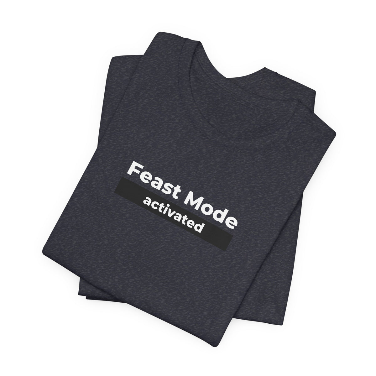 Folded Feast Mode Activated graphic t-shirt in Heather Navy by Global Village Kailua