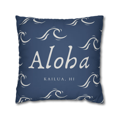 Aloha Wave Faux Suede Throw Pillow Cover | Island-Inspired Accent Pillow