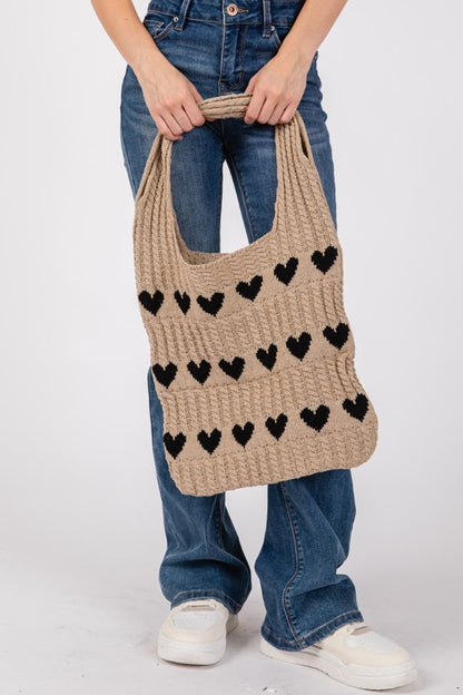 Heart Crochet Tote Bag