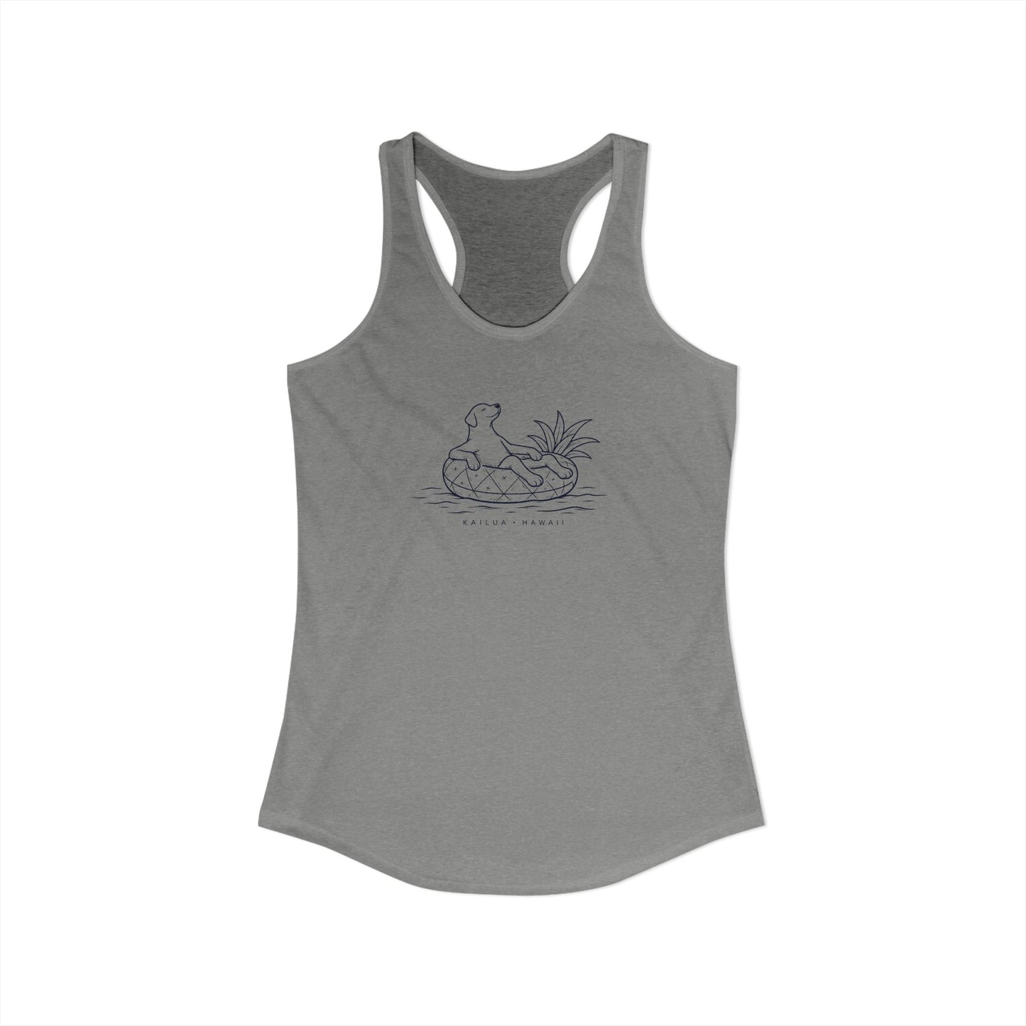 Gray tank top with a floral heart design on a white background