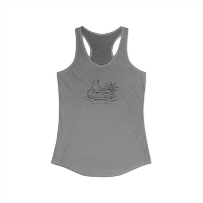 Gray tank top with a floral heart design on a white background