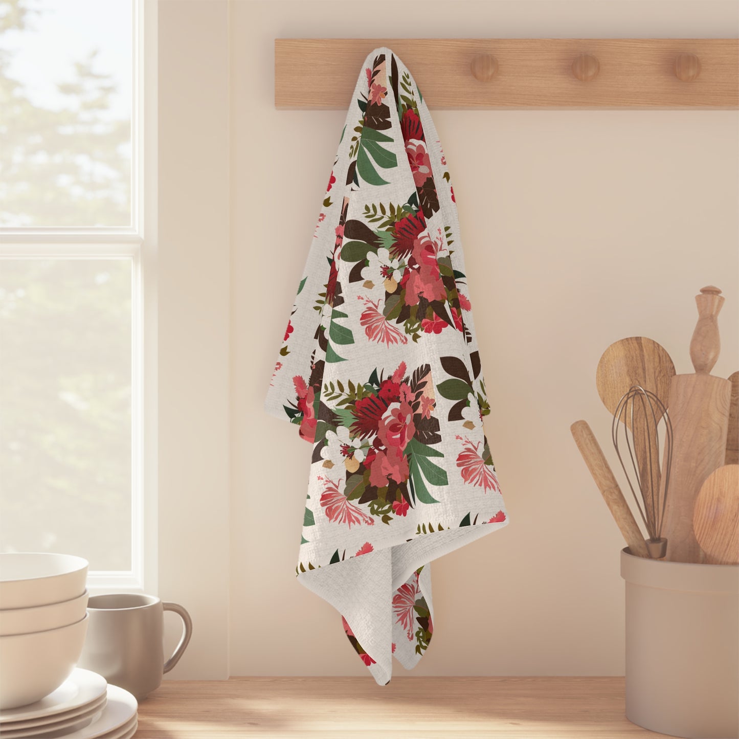 Kitchen Towel Pink Tropical Floral