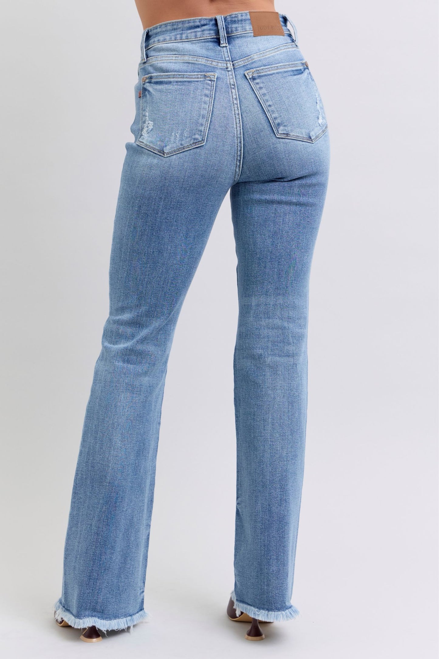 Judy Blue Raw Hem High Rise Bootcut Jeans