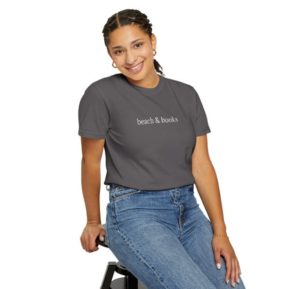 Beach & Books Embroidered Tee – Comfort Colors Unisex T-Shirt