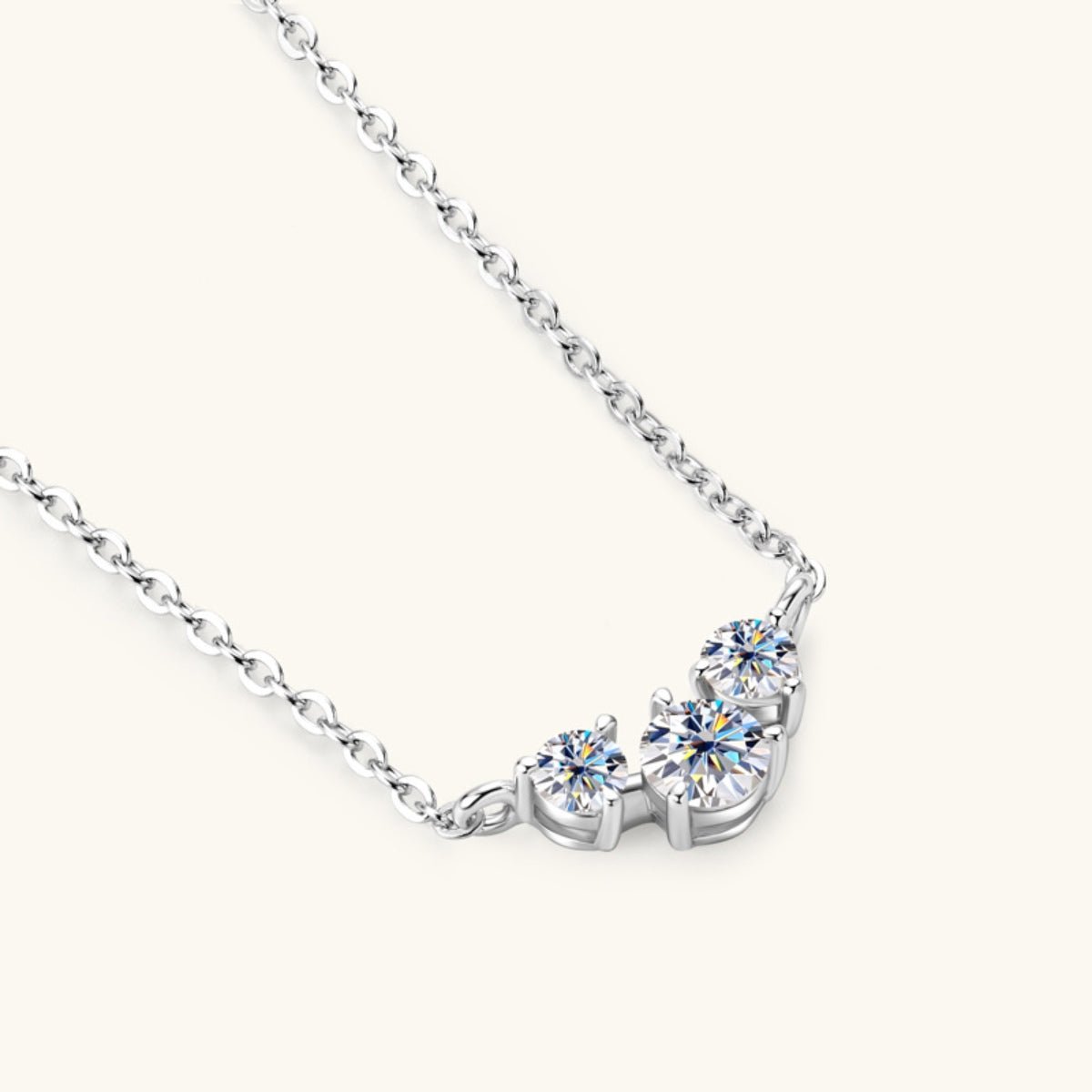 3 Stone Sterling Inlaid Moissanite Necklace - Global Village Kailua Boutique