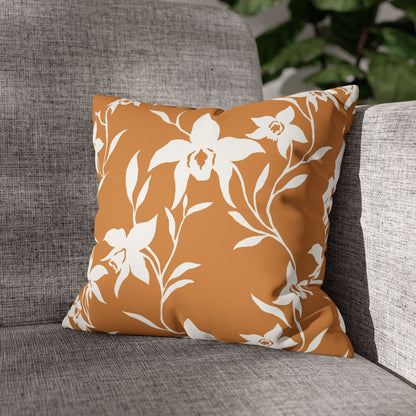 Add warm island style with a caramel orchid faux suede pillow cover featuring a double-sided print and concealed zipper. Available in four sizes.