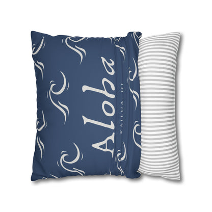 Aloha Wave Faux Suede Throw Pillow Cover | Island-Inspired Accent Pillow