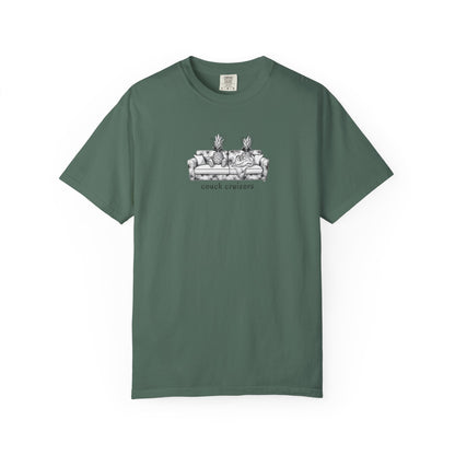 Couch Cruisers graphic Comfort Colors tee in lgreen with pineapple couch design