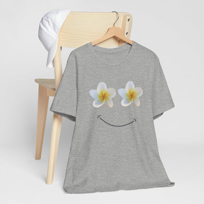 Plumeria Happy Face Unisex Jersey Tee | Hawaii Graphic Tee