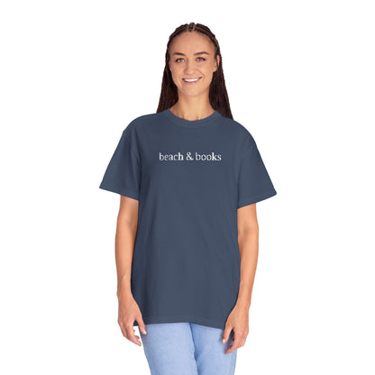 Beach & Books Embroidered Tee – Comfort Colors Unisex T-Shirt