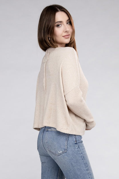 Ribbed Dolman Long Sleeve Sweater - Global Village Kailua Boutique