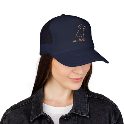 Embroidered Dog Trucker Hat | Minimal Line Art Cap