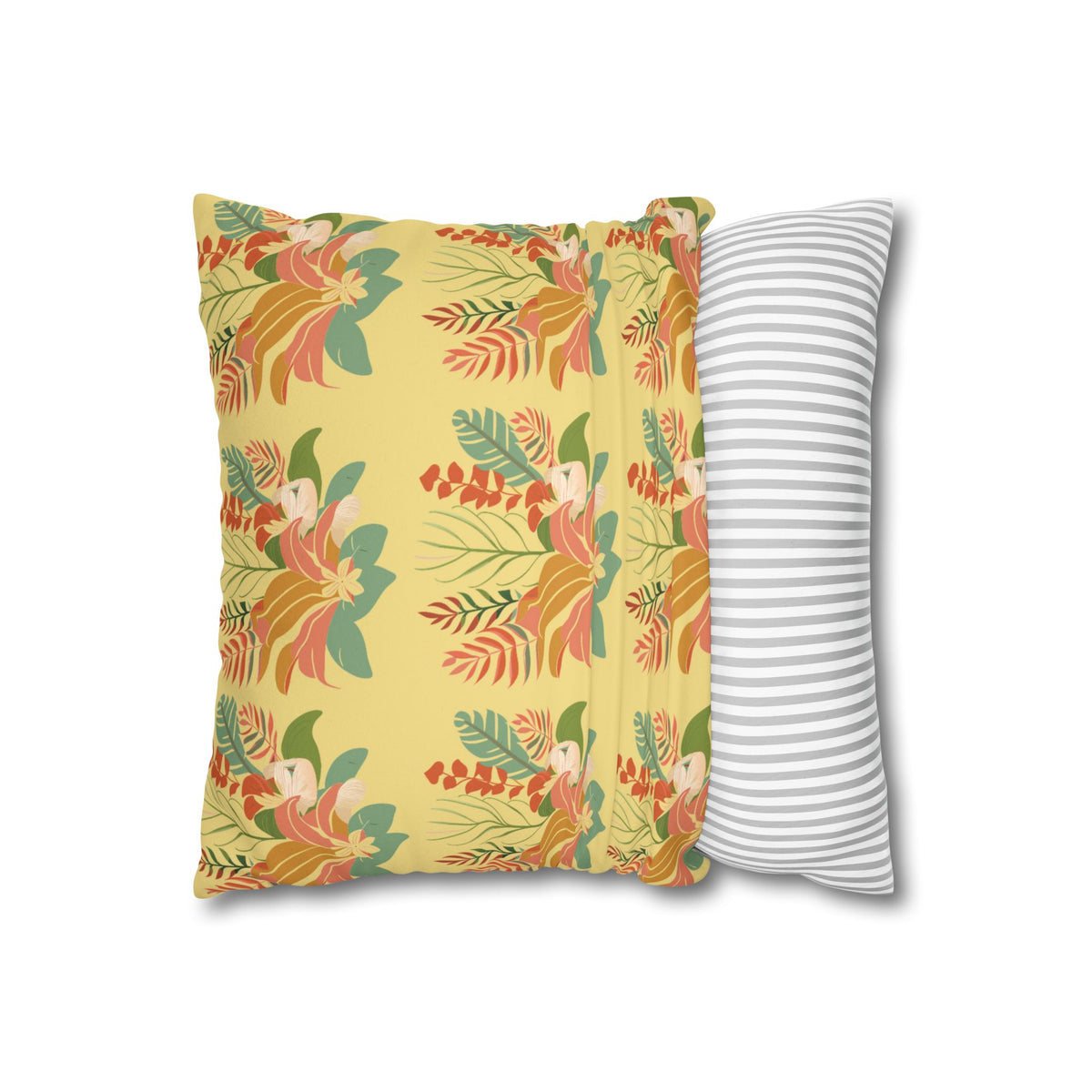 Yellow Tropical Floral Faux Suede Pillow Cover – 4 Sizes