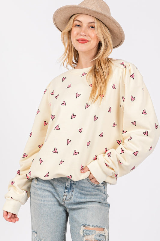 Heart Print Graphic Sweatshirt