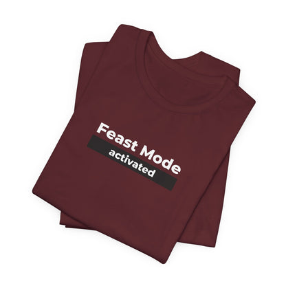 Folded Feast Mode Activated graphic t-shirt in Maroon by Global Village Kailua