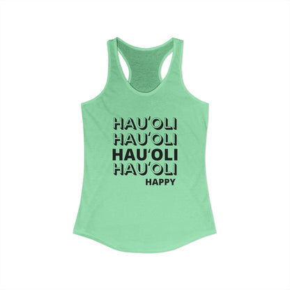 Mint green tank top with black ʻHauʻoliʻ stacked text on a white background