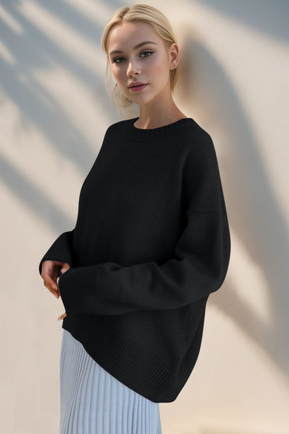 Every Day Round Neck Dropped Shoulder Sweater