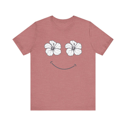 Hibiscus Happy Face Unisex Tee | Hawaii Graphic T-Shirt