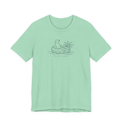 Mint Green t-shirt with Koa Dog on Pineapple Floatie
