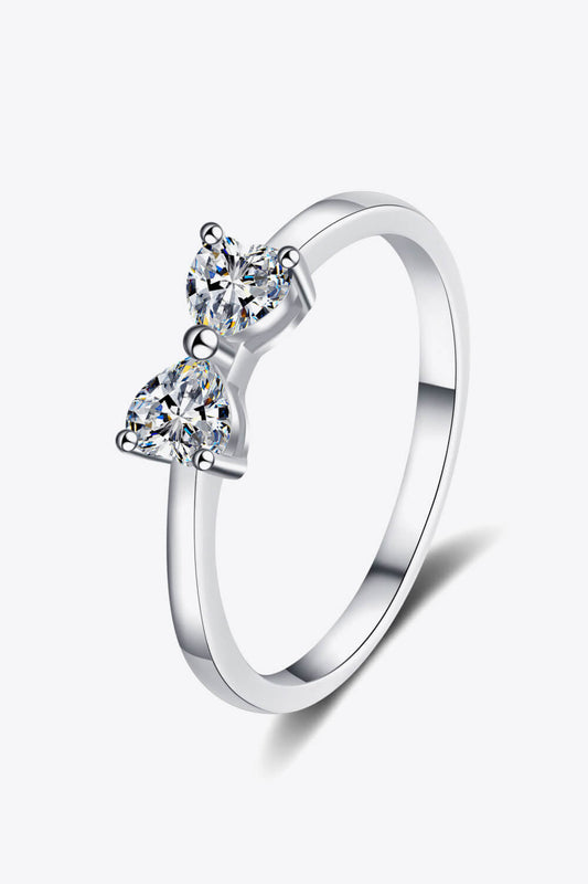 .6 Carat Moissanite Bow Rhodium-Plated Ring - Global Village Kailua Boutique