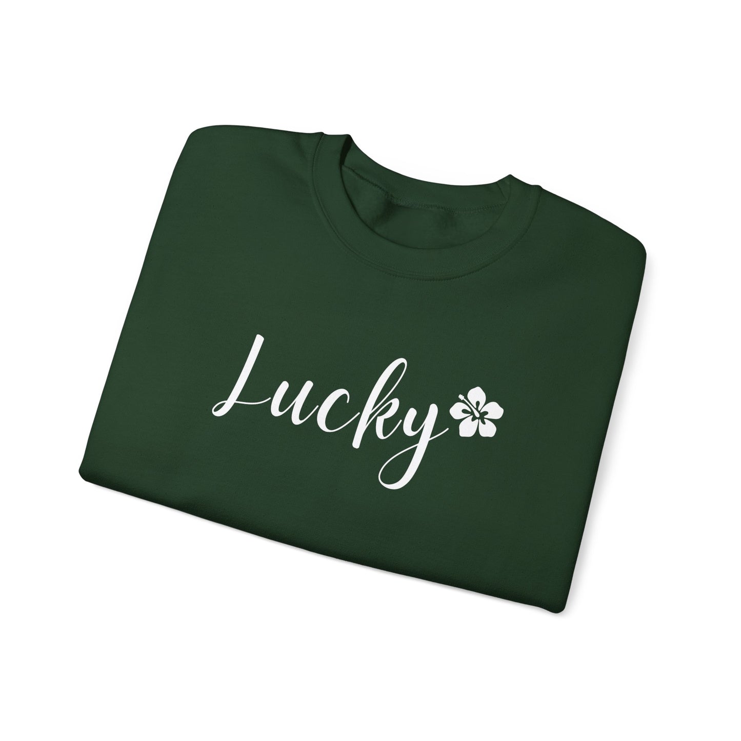 Lucky Script Hibiscus Unisex Heavy Blend Crewneck Sweatshirt