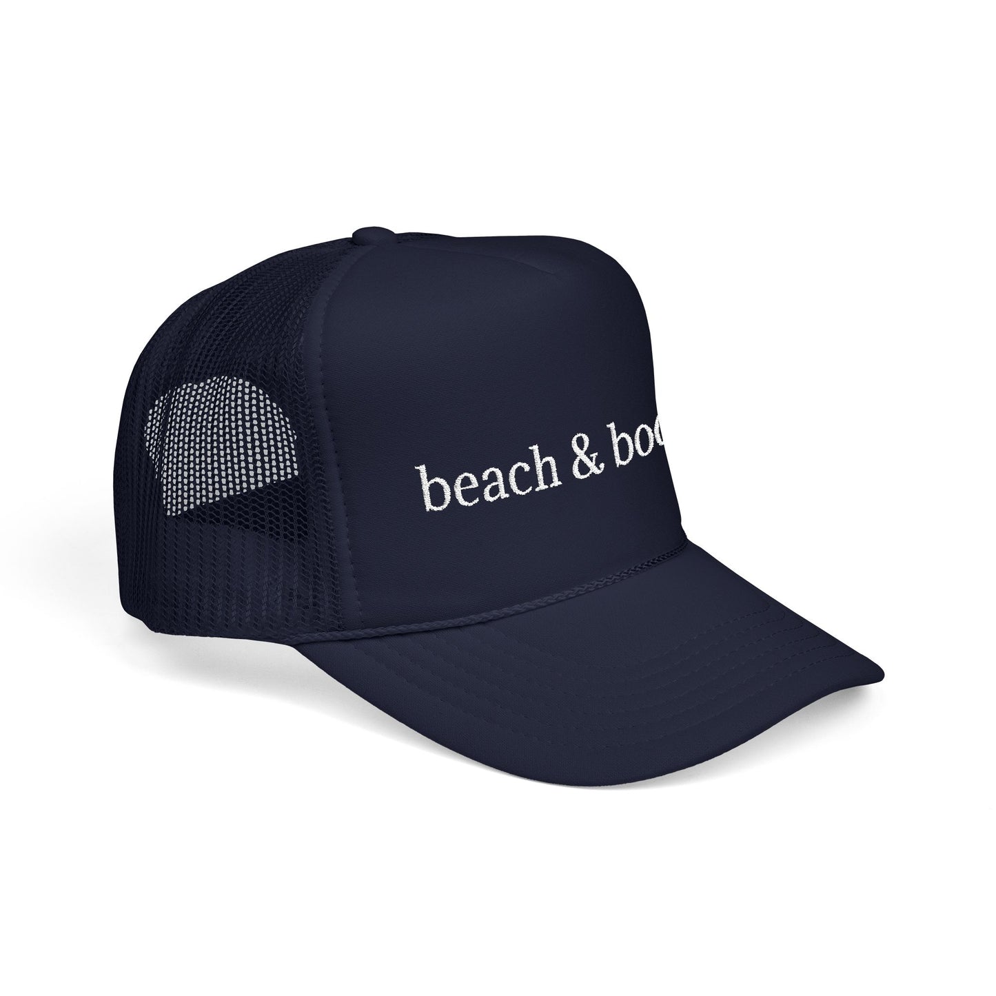 Beach & Books Foam Trucker Hat – Embroidered Island Style