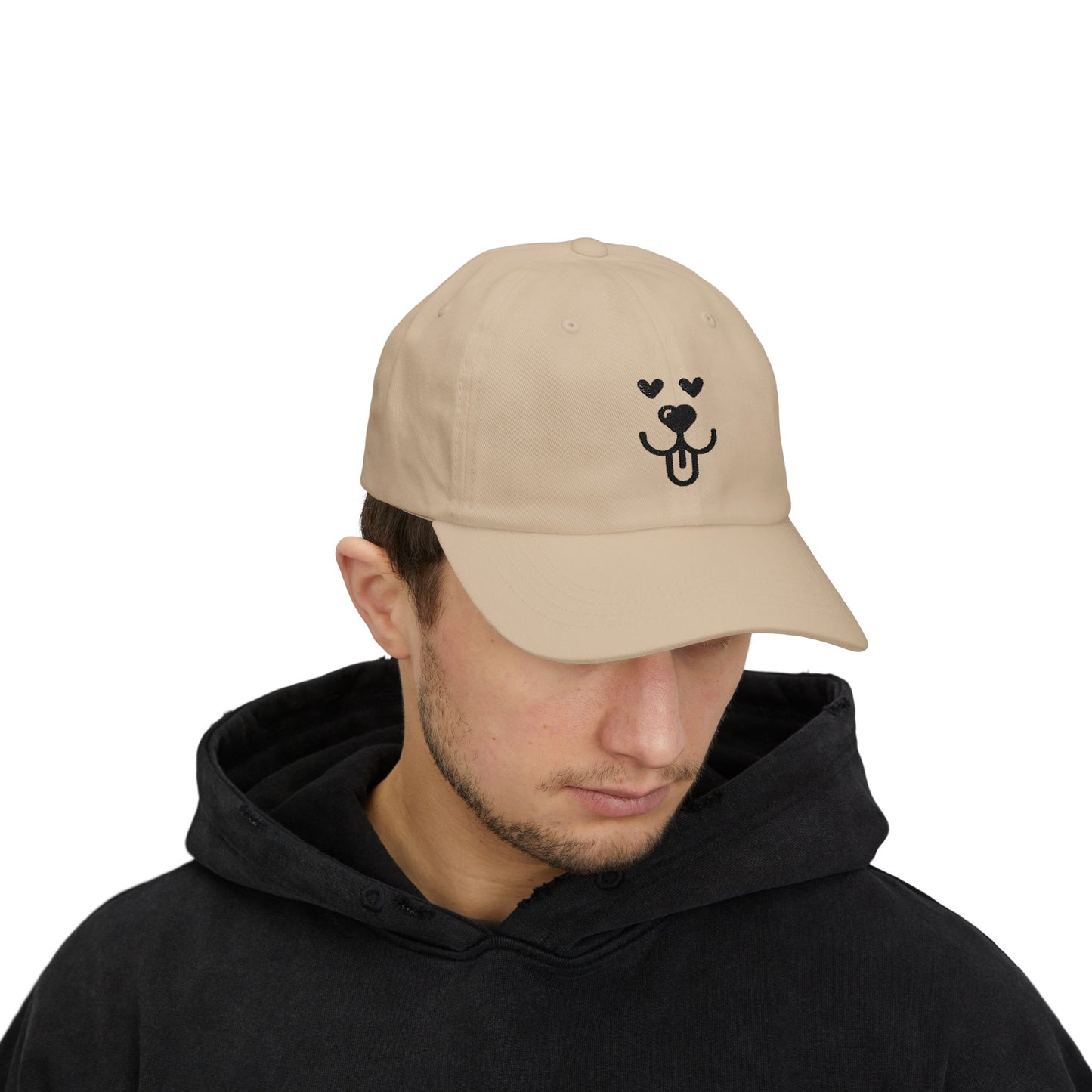 Dad Cap Embroidered Heart Eyes Dog