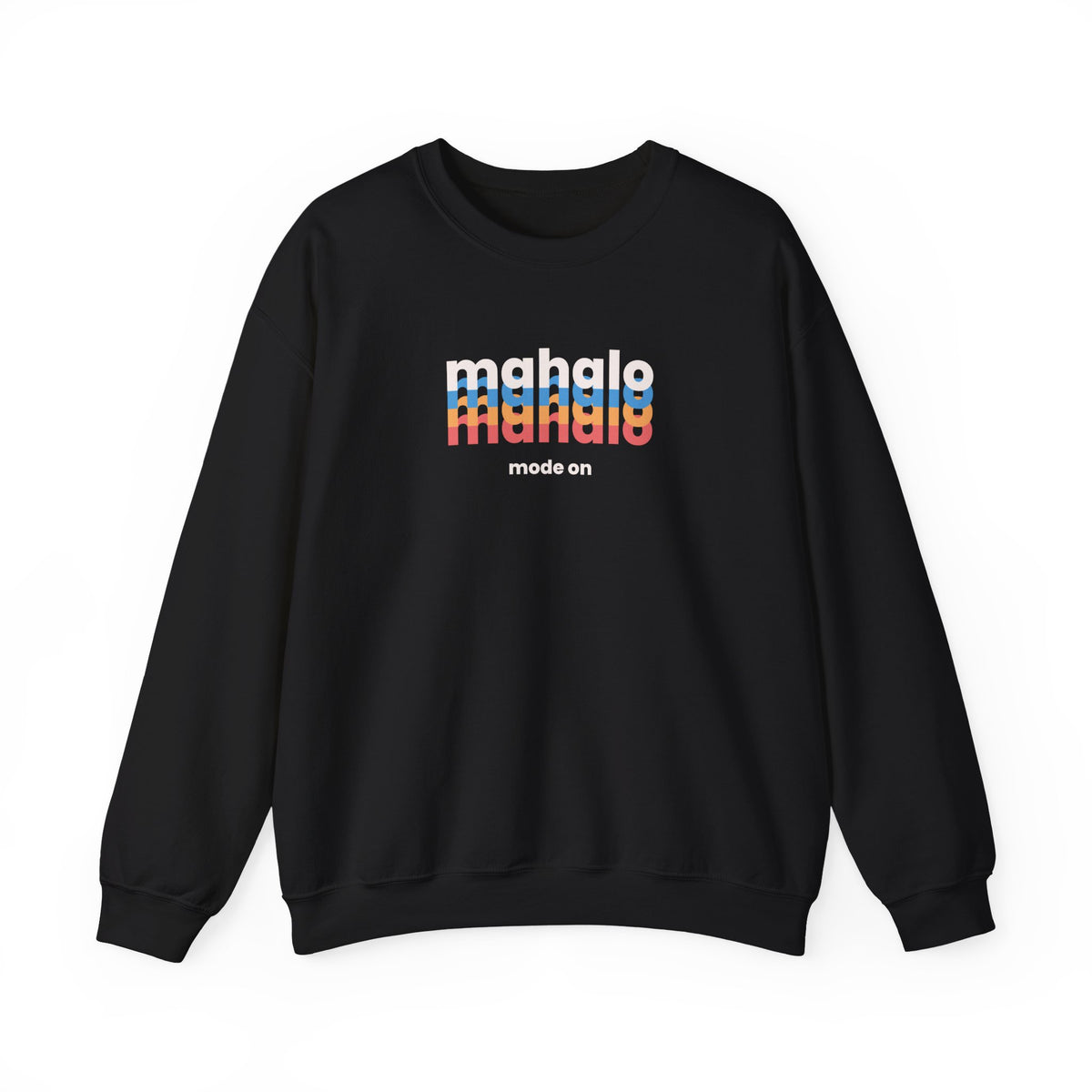 Mahalo Mode On Retro crewneck sweatshirt in Black by Global Village Kailua