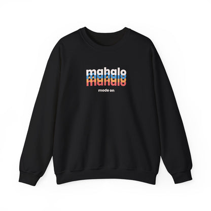 Mahalo Mode On Retro crewneck sweatshirt in Black by Global Village Kailua