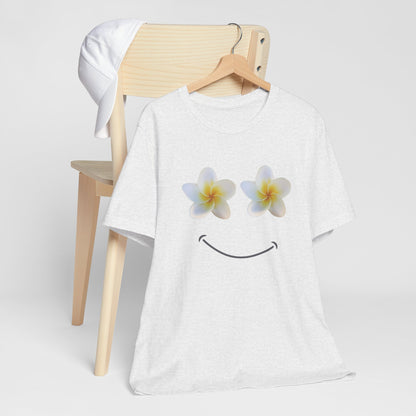 Plumeria Happy Face Unisex Jersey Tee | Hawaii Graphic Tee