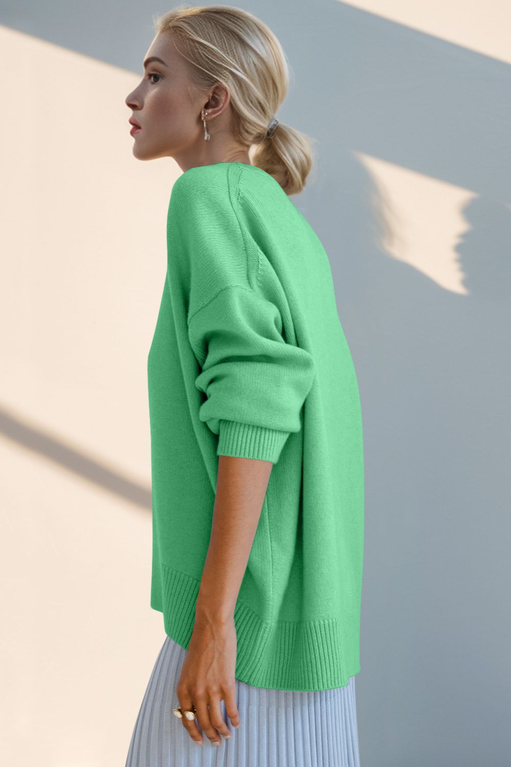 Every Day Round Neck Dropped Shoulder Sweater