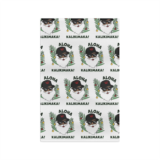 Aloha Kalikimaka Santa Holiday Kitchen Towel