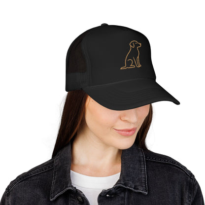 Embroidered Dog Trucker Hat | Minimal Line Art Cap