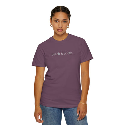 Beach & Books Embroidered Tee – Comfort Colors Unisex T-Shirt