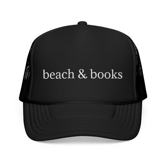 Beach & Books Foam Trucker Hat – Embroidered Island Style