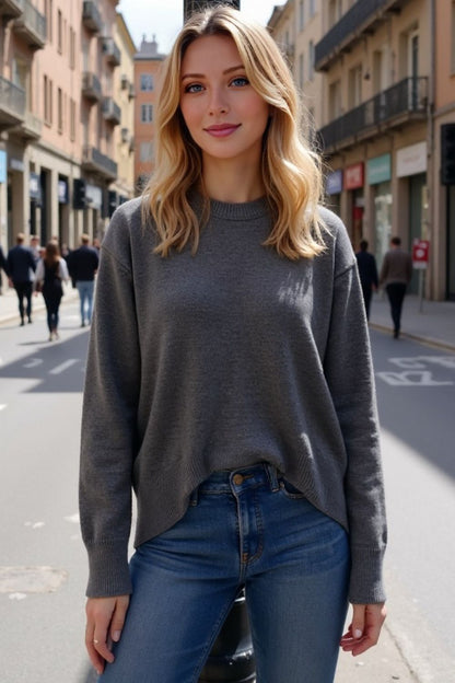 Every Day Round Neck Dropped Shoulder Sweater