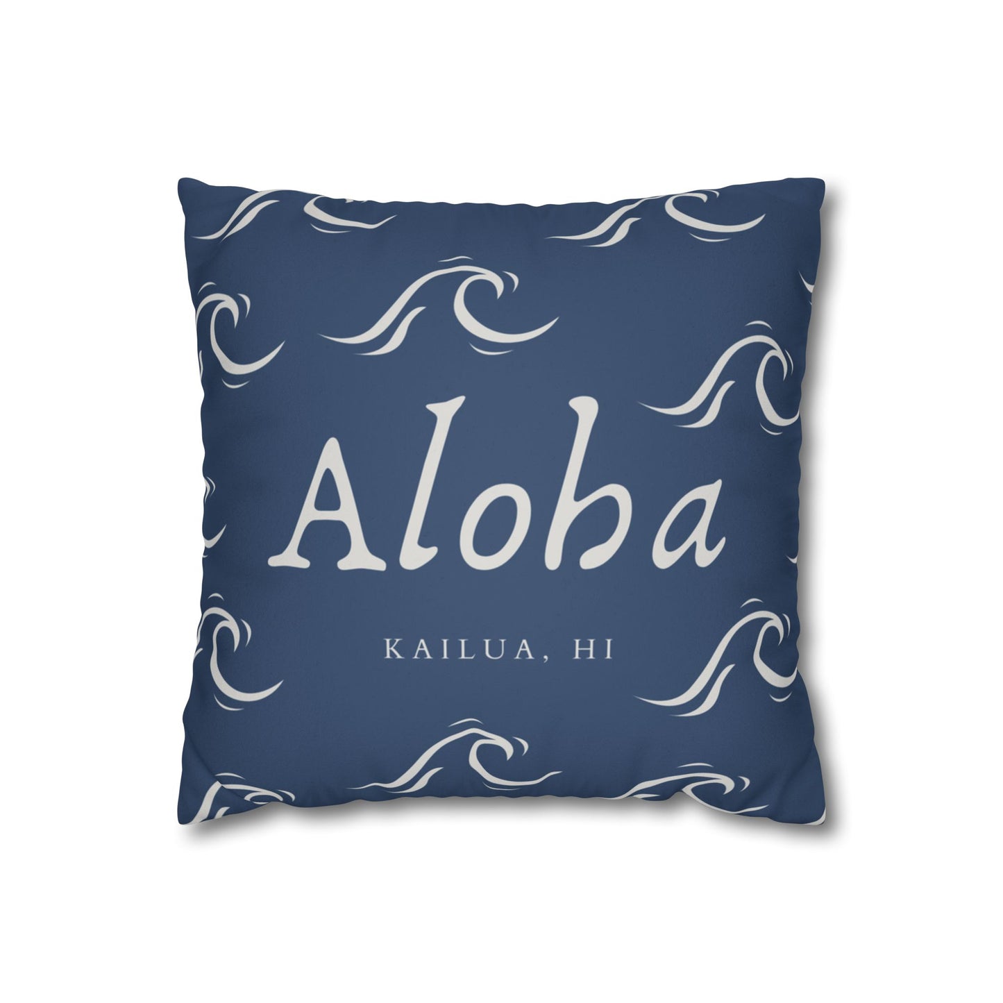 Aloha Wave Faux Suede Throw Pillow Cover | Island-Inspired Accent Pillow