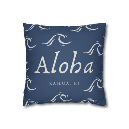 Aloha Wave Faux Suede Throw Pillow Cover | Island-Inspired Accent Pillow